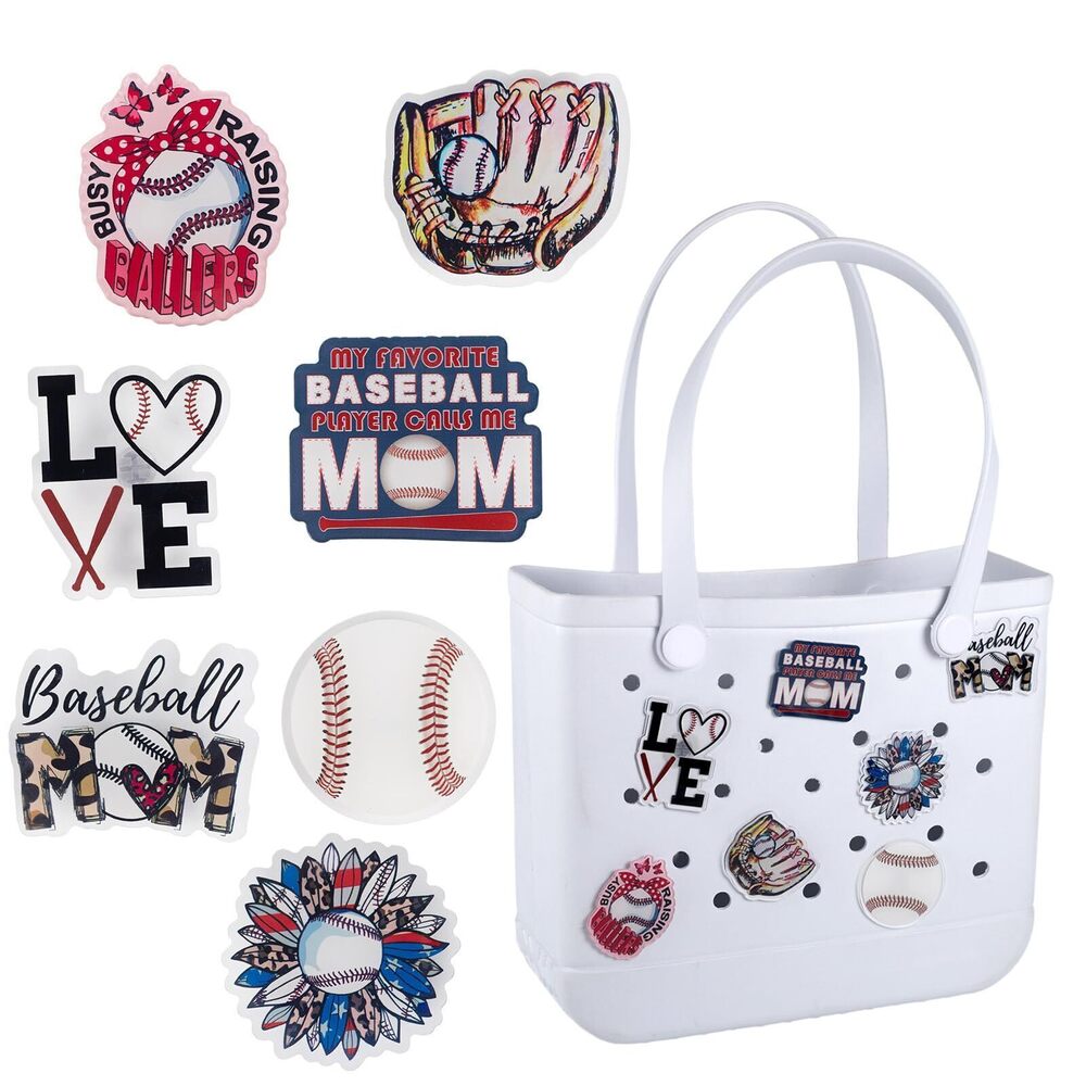2552 Baseball Charms Compatible Bogg Bags, Acrylic Baseball Charms